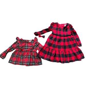 BABY GIRL 18 MONTHS 3 PCS Tommy Bahama Dress Long Sleeve Plaid & Cat & Jack Top